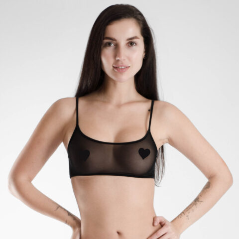 TRANSPARENT BLACK MESH BRALETTE